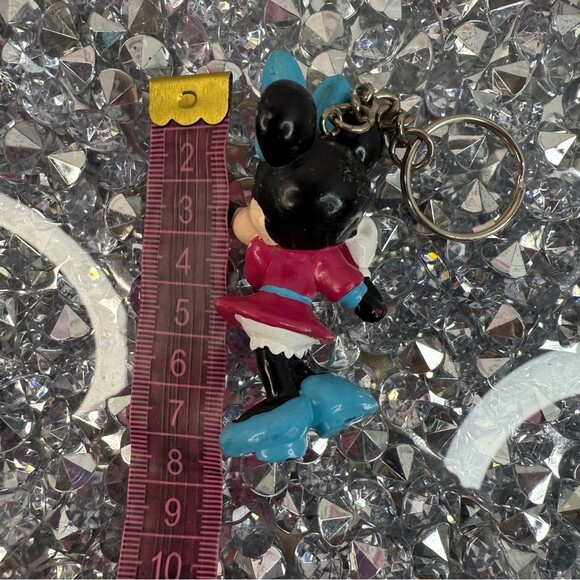 Minnie Mouse Keychain with Blue Bow and Pink Dress